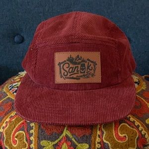 Sanuk Maroon Flat Brimmed corduroy hat